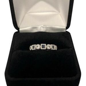 Stackable White and Blue Sapphire 14k Band